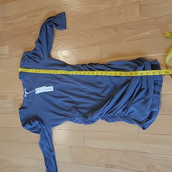 Sundry for Anthropologie slubbed knit puff sleeves mini dress with ruchi… - Picture 13 of 14